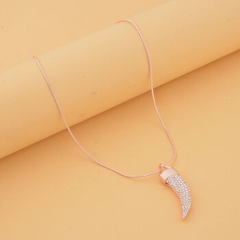 Wei&szlig;er Kristall-Dolch-Halskette Ros&eacute;goldton, 70cm