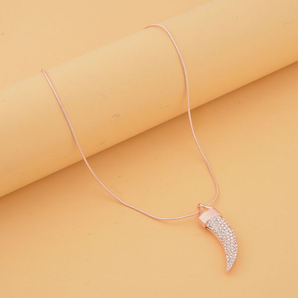 Wei&szlig;er Kristall-Dolch-Halskette Ros&eacute;goldton, 70cm image number 2