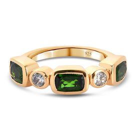 Natürlicher Chromdiopside und Zirkon Designer inspirierter Ring 925 Silber vergoldet  ca. 2,98 ct