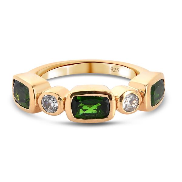 Nat&uuml;rlicher Chromdiopside und Zirkon Designer inspirierter Ring 925 Silber vergoldet  ca. 2,98 ct