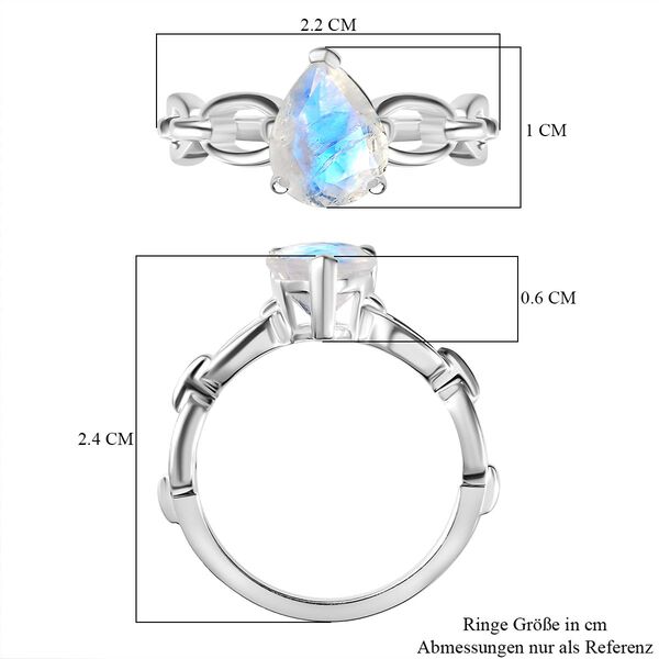 Regenbogen Mondstein Ring 925 Silber (Gr&ouml;&szlig;e 17.00) ca. 1,59 ct image number 8