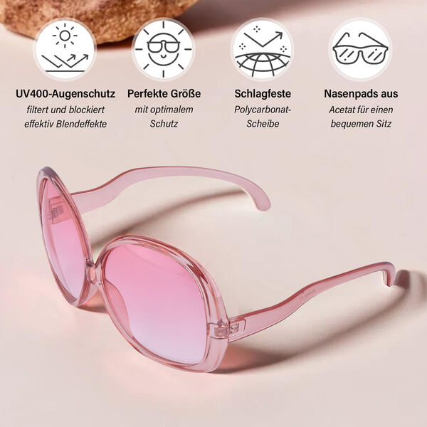 Sonnenbrille mit UV400-Schutz, rosa, Gl&auml;sergr&ouml;&szlig;e H6,8cm, Stegbreite 1,9cm, B&uuml;gell&auml;nge 13,5cm image number 4