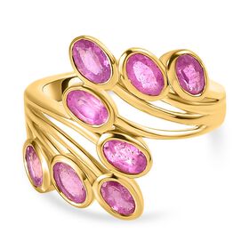 Ilakaka Rosa Saphir (Fissure gefüllt) Ring, 925 Silber vergoldet (Größe 20.00) ca. 3.11 ct