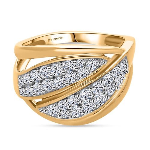Lab Grown Diamant SI Ring 925 Silber 750 Gelbgold Vermeil (Größe 20.00) ca. 1,02 ct image number 0