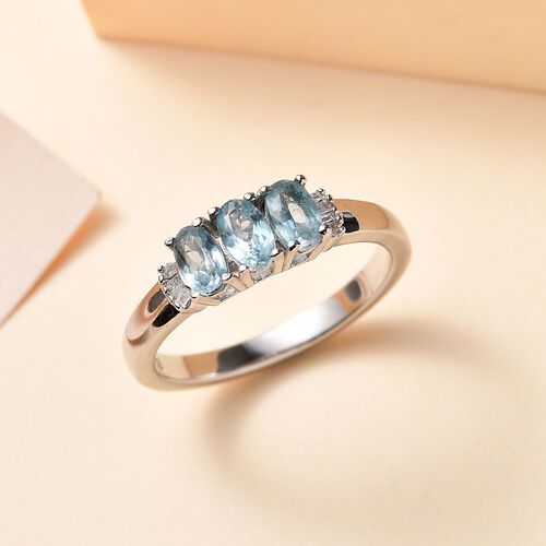 AA Aqua Kyanit und Diamant Ring - 0,96 ct. image number 1
