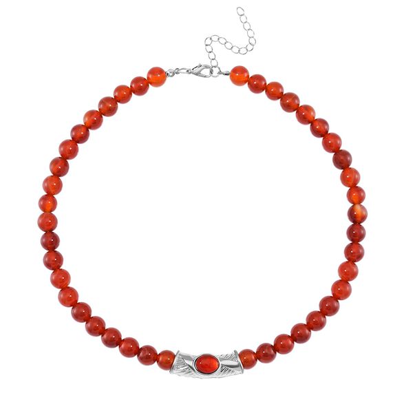 Rote Achat-Halskette, 45 cm - 330 ct. image number 3