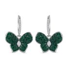 Weißer Zirkonia, Grüner Nanokristall Ohrringe 925 Silber rhodiniert