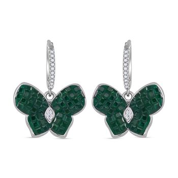 Gr&uuml;ne und wei&szlig;e Zirkonia Ohrh&auml;nger