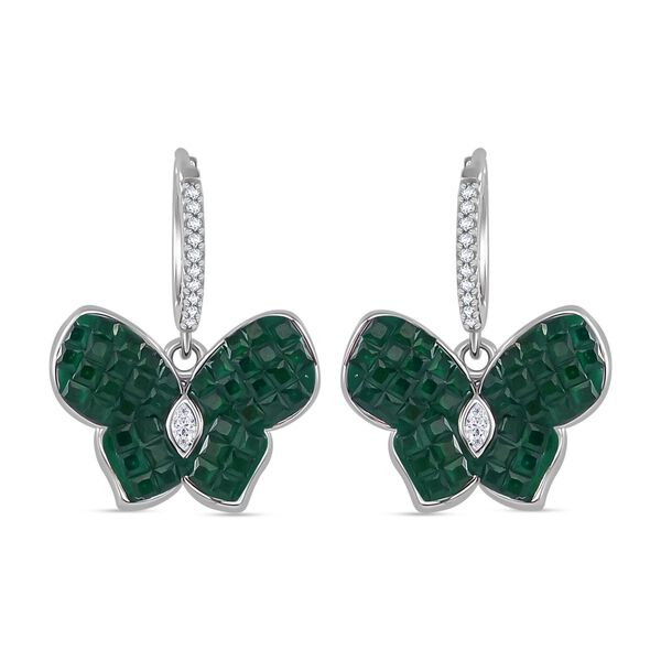 Gr&uuml;ne und wei&szlig;e Zirkonia Ohrh&auml;nger