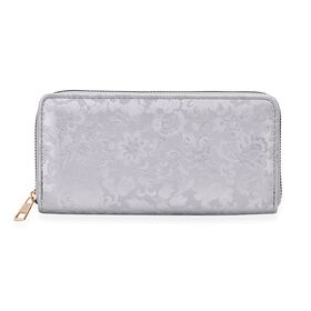 Brieftasche mit Renaissance-Prägung, RFID-Schutz, Münzfach und 8 Kartenfächern, 20 x 10 x 3 cm, silber