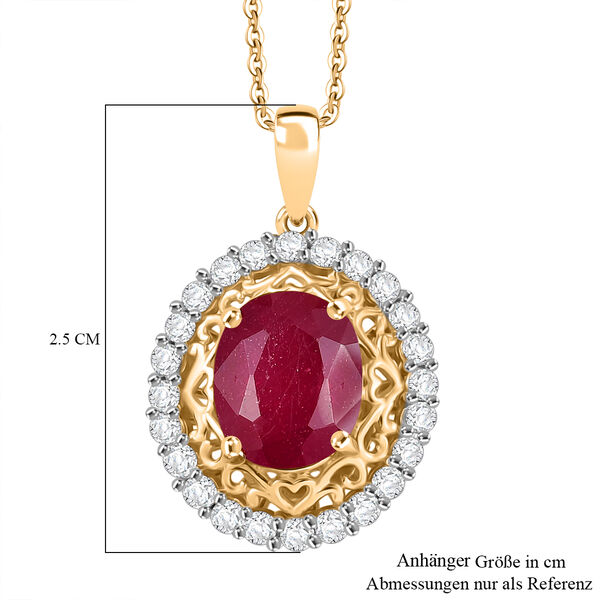 D'Joy Afrikanischer Rubin und Zirkon Ring und Anhänger mit 45cm Kette image number 6