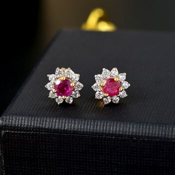 Rubin und Zirkon Ohrstecker - 1,47 ct.