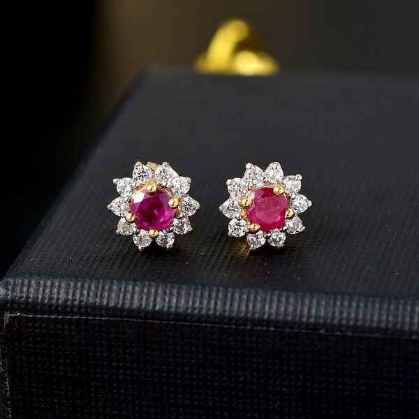 Rubin und Zirkon Ohrstecker - 1,47 ct. image number 2