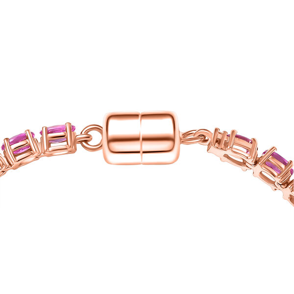 LUXURIANT - AAA Lab Created Rosa Saphir, Lab Grown Diamant Armband ca. 18 cm 925 Silber 750 Roségold Vermeil ca. 9.19 ct image number 4