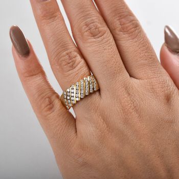 LUXURIANT SGL zertifizierter VS-EF Labor Diamant Ring, 925 Silber 750 Gelbgold Vermeil - 1 ct.