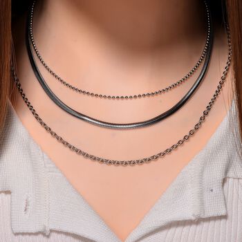 3er-Set - Kugelkette 40 cm, Gliederkette 45 cm und Ankerkette 55 cm, Silberton