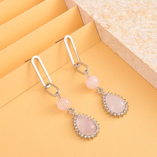 Rosenquarz Ohrringe, silberfarben ca. 18,00 ct image number 2