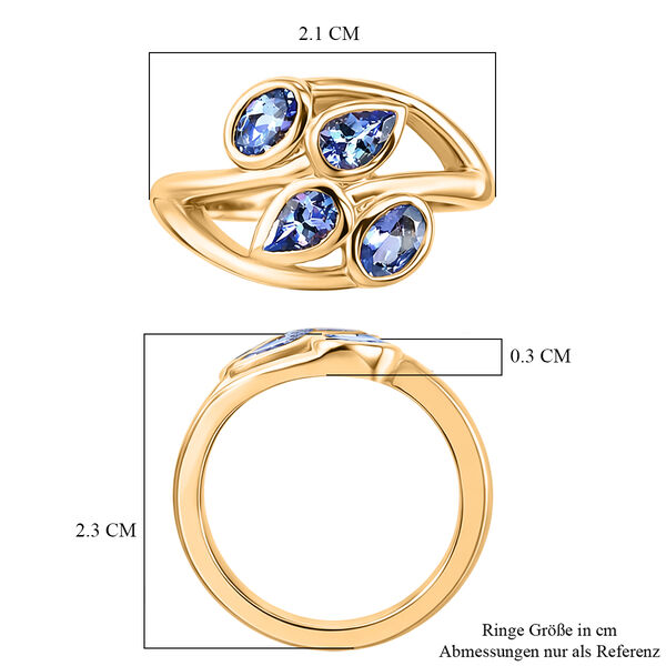 Tansanit Bypass Ring 925 Silber vergoldet  ca. 0,81 ct image number 7