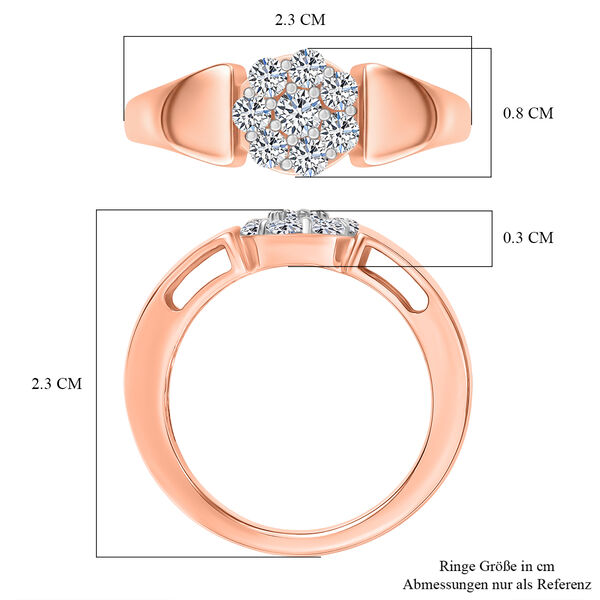 LUXURIANT SGL zertifizierter SI-GH Labor Diamant Ring, 925 Silber 750 Ros&eacute;gold Vermeil - 0,50 ct. image number 6