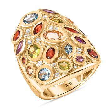 Mehrfarbiger Edelstein Ring, Messing (Gr&ouml;&szlig;e 18.00) ca. 5.27 ct