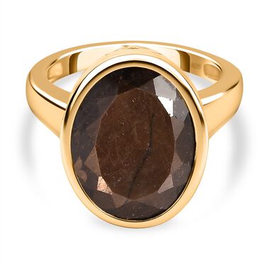 Chocolate Saphir Ring, 925 Silber Gelbgold Vermeil, ca. 11.36 ct