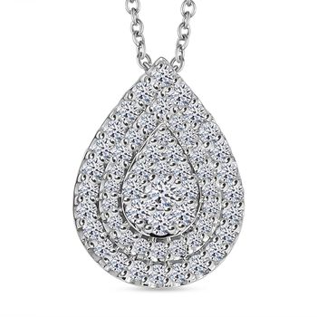 LUXURIANT SGL zertifizierter VS Labor Diamant Anh&auml;nger mit 45cm Kette, 925 Silber rhodiniert - 1 ct.