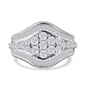 LUSTRO STELLA -  Weißer Zirkonia Ring, 925 Silber rhodiniert, (Größe 17.00) ca. 2.54 ct