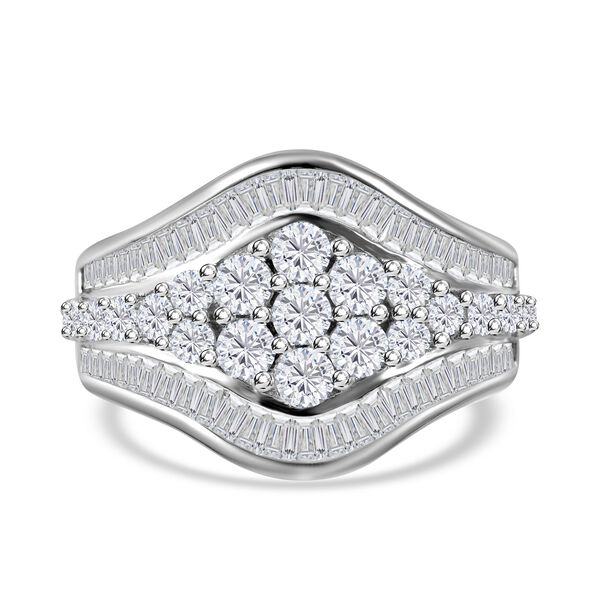 LUSTRO STELLA -  Wei&szlig;er Zirkonia Ring, 925 Silber rhodiniert, (Gr&ouml;&szlig;e 17.00) ca. 2.54 ct