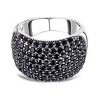Schwarzer Spinell Ring, 925 Silber Zweifarbige Beschichtung, (Größe 16.00), ca. 0.65 ct
