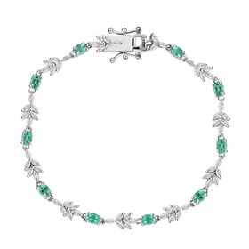 Kolumbianischer Smaragd, Moissanit Armband ca. 18.5 cm 925 Silber rhodiniert ca. 4,07 ct.