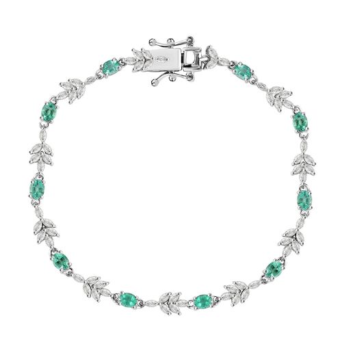 Kolumbianischer Smaragd, Moissanit Armband ca. 18.5 cm 925 Silber rhodiniert ca. 4,07 ct. image number 0
