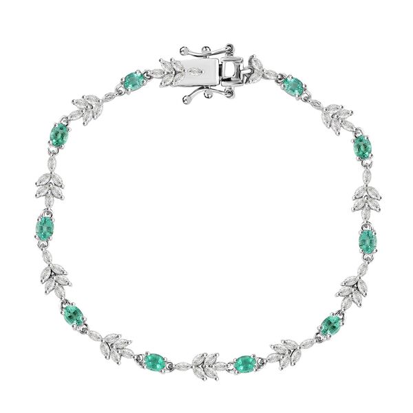 Kolumbianisches Smaragd und Moissanit Armband, 18,5 cm - 4 ct. image number 0