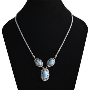 Royal Bali - Larimar Halskette ca. 50 cm 925 Silber ca. 18.29 ct