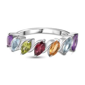 Mehrfarbige Ring 925 Silber rhodiniert (Größe 19.00) ca. 1.78 ct