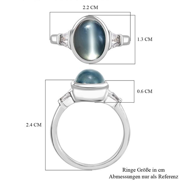 Srilankan Ebony Mondstein (Doublet), Weißer Topas Ring 925 Silber rhodiniert (Größe 19.00) ca. 3.36 ct image number 7
