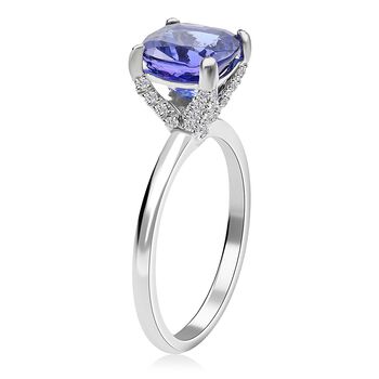 RHAPSODY zertifiziert und gepr&uuml;ft AAAA Tansanit und VS-EF Diamant Ring in 950 Platin - 2,76 ct.