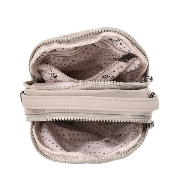 Nylon Crossbody Tasche in Hellgrau mit Reißverschluss image number 5