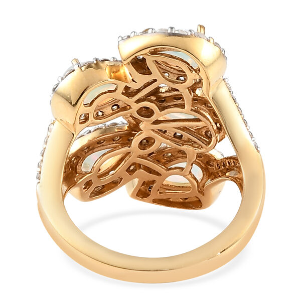 Nat&uuml;rlicher, &auml;thiopischer Opal und Zirkon-Ring, 925 Silber vergoldet  ca. 3,04 ct image number 6