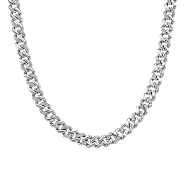 Designer inspiriert- Weißer Kristall Panzer Halskette ca. 50 cm Standard image number 0