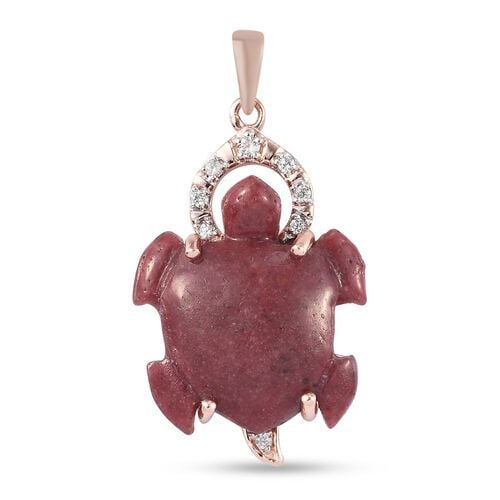 Erfrischter Thulit und Zirkon-Anhänger, 925 Silber Roségold ca. 8,89 ct image number 0