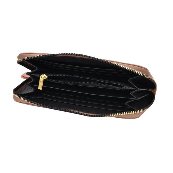 Brieftasche aus echtem Leder mit RFID-Schutz in Stepp-Optik, 19x2,5x9,5cm, Pfirsich image number 6