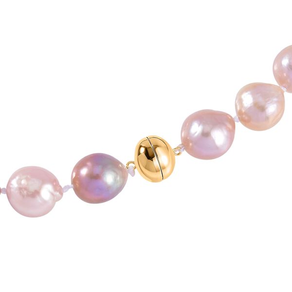 Mehrfarbige Edison Perle Halskette, (11-16mm), ca. 50 cm 585 Gold vergoldet image number 4