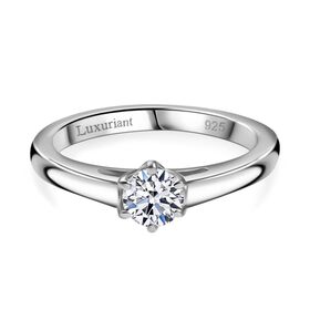 LUXURIANT DIAMOND- SGL zertifizierter VS-EF Labor Diamant Ring, 925 Silber rhodiniert - 0,50 ct.