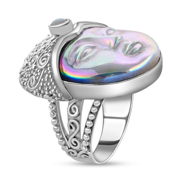 Sajen Silver- Ochse Knochen und natürlicher, äthiopischer Welo-Opal-Ring - 32,77 ct. image number 3