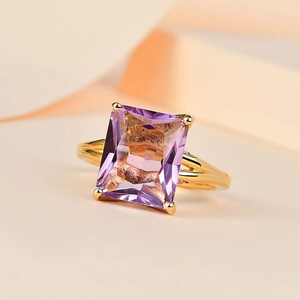 Rose De France Amethyst, Wei&szlig;er Zirkon Ring, 925 Silber Gelbgold Vermeil (Gr&ouml;&szlig;e 18.00) ca. 6.13 ct image number 2