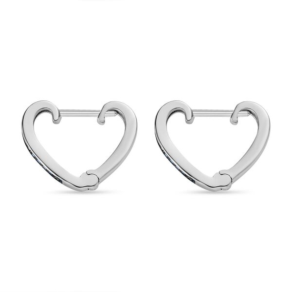 Blaue Diamant Herz-Creolen, 925 Silber platiniert ca. 0.15 ct image number 4