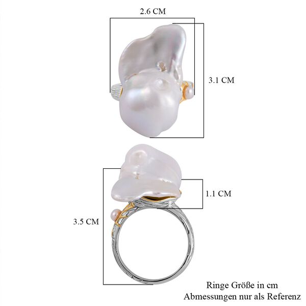 Wei&szlig;er Barockperlen und wei&szlig;er S&uuml;&szlig;wasserperlen-Ring image number 6