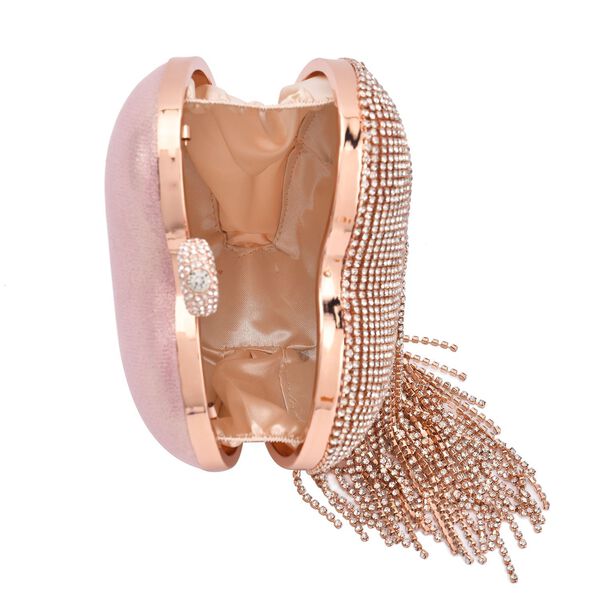 Herzf&ouml;rmige Clutch mit Kristallen, 15x16cm, Ros&eacute; image number 6