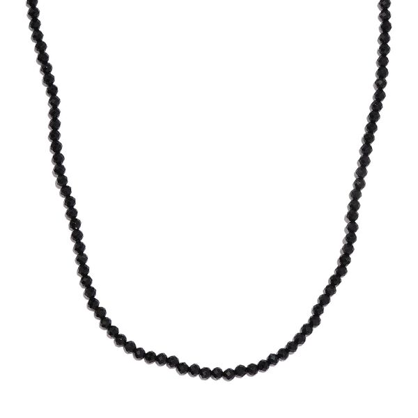 Schwarze Spinell Halskette, ca. 45 cm, 925 Silber ca. 42,70 ct