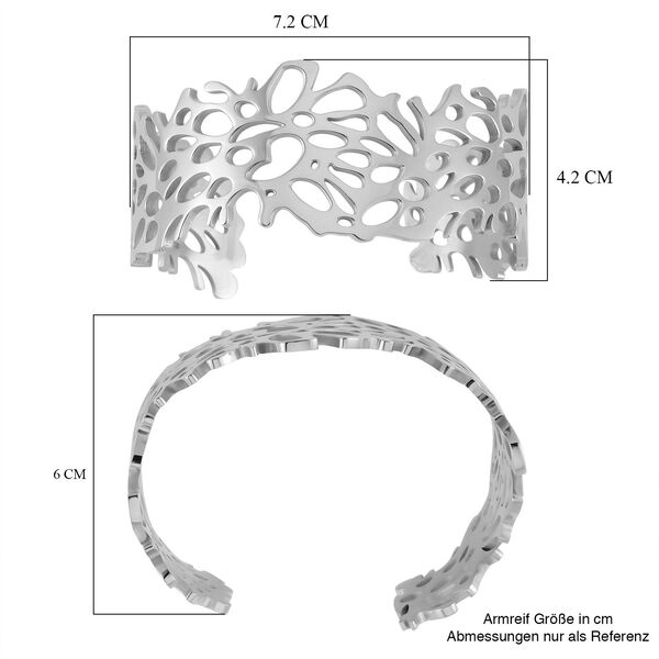 Monstera-Blatt-Muster Armreif, ca. 18 cm, ca. 36,00g, silberfarben image number 6
